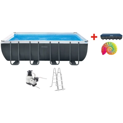 Abbildung von Intex Rechteckpool &quot;&quot;Framepool&quot;549x274x132 cm&quot;, (Set), inkl. Luftmatratze Rainbow Seashell Float