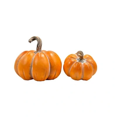 Abbildung von Polyresin Kürbis Mix orange 11 x 9cm und 16 14cm Tisch Deko Herbst wie echt Pumpkin Halloween Dekofigur