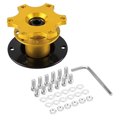 Abbildung von Hlyjoon Lenkrad Schnellverschluss Universal Quick Release Lenkradnabe Adapter Auto Schnellspanner Kfz Sportlenkrad Nabenadapters 8 cm/3.15 Zoll Aluminium Eisen Golden Schwarz