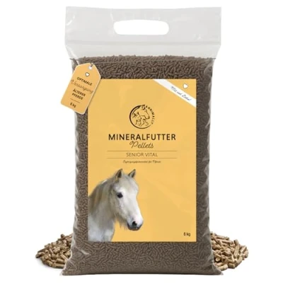 Abbildung von Annimally Senior Mineralfutter Pferde getreidefrei 6 kg getreidefreies Ergänzungs Pferdefutter für mit Vitaminen, Mineralstoffen und Spurenelementen, wie Zink, Selen, Omega 3 &amp; Jod