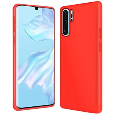 Abbildung von Verco Handyhülle für Huawei P30 Pro Hülle Silikon, Flex TPU Gel [weiches Innenfutter] Case Schutzhülle Stoßfest, Rot