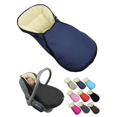 Abbildung von Fußsack für Babyschale [Winterfußsack] Kinderautositz kompatibel mit Maxi Cosi Babyschalen Gruppe 0+ Lammwolle Sitzauflage verstellbar (marine)