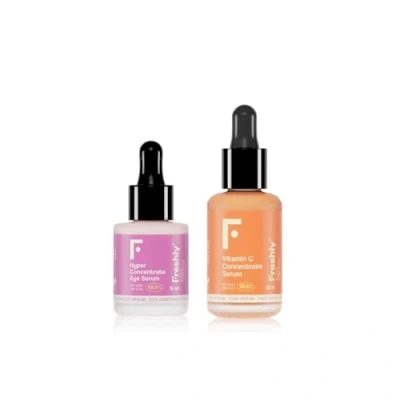 Abbildung von Freshly Cosmetics Pack Sérum Facial Vitamin C und Hyper Concentrate Eye Contour Serum Treatment, 30ml,15ml
