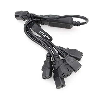 Abbildung von ZBLZGP IEC 320 C14 Stecker auf 4XC13 Buchse Verlängerungskabel, 4 x C13 UPS/PDU Y Typ Splitter Stromkabel, 250V/10A (C14 6xC13 60cm)