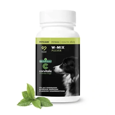 Abbildung von Peticare Wurmkur Pulver für Hunde effektive pflanzliche Entwurmung vorbeugend &amp; akuter Wurmbefall Wurmmittel als Ergänzungsfutter mit 100% natürlichen Inhaltsstoffen petDog Health 2605