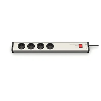 Abbildung von EHMANN 0607x00042031 Überspannungsschutz &amp; Netzfilter Steckdosenleiste aus Aluminium, 4 fach, 1,5 m Zuleitung