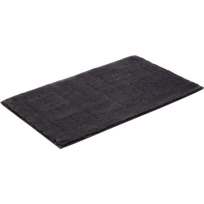 Abbildung von Vossen Badematte Exclusive, Höhe 20 mm, rutschhemmend beschichtet, fußbodenheizungsgeeignet, Baumwolle, rechteckig, Badteppich, Uni Farben, Karo Muster, Hoch Tief Effekt, reine Baumwolle