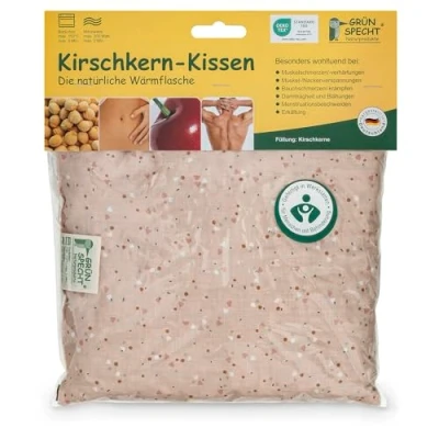 Abbildung von GRÜNSPECHT Kirschkern Kissen 19x19cm, Wärmekissen für Nacken, Bauch &amp; Rücken, Bezug aus 100% Baumwolle, Mikrowelle Backofen; Dreiecke Frosty grün (110 V7)