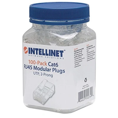 Abbildung von Intellinet 100er Pack Cat6 RJ45 Modularstecker (UTP, 2 Punkt Aderkontaktierung) 502344