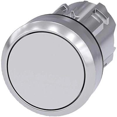 Abbildung von Siemens Drucktaster Frontring Metall, Hochglanz, Betätiger flach Weiß SIRIUS ACT 3SU1050 0AB60 0AA0 1 St. (3SU1050 0AA0)