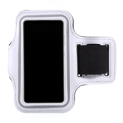 Abbildung von CoverKingz Universal Sportarmband Handy Tasche für alle Smartphones von 6,6 6,9 Zoll Armtasche mit Schlüsselfach Laufarmband Joggen Sport Handyhülle Weiß