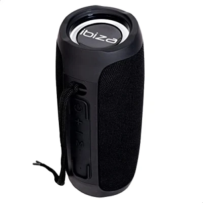 Abbildung von BULLET30 IBIZA 30W Tragbare 360 Bluetooth Lautsprecherbox, batteriebetrieben, mit LED Leuchtringen und TWS Funktion Schwarz.