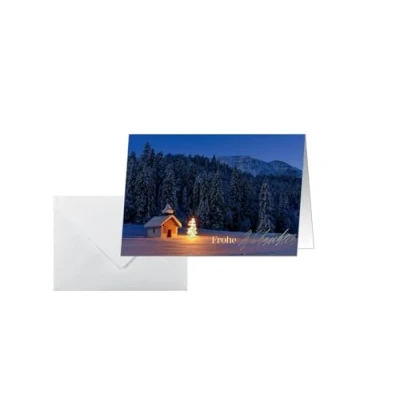 Abbildung von Sigel DS096 Premium Weihnachtskarten Set Christmas Chapel, A6, 10 Karten mit Umschlägen, ideal zum Bedrucken, aus nachhaltigem Papier