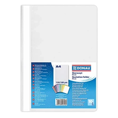 Abbildung von DONAU 1702001PL 13 Plastik Schnellhefter A4 Grau/ Sichthefter Kunststoff aus öko PP Folie 120/180 µm/ mit transparentem Deckel/ für Büro und Schule/ Fassungsvermögen ca. 200 Blatt 10er Pack