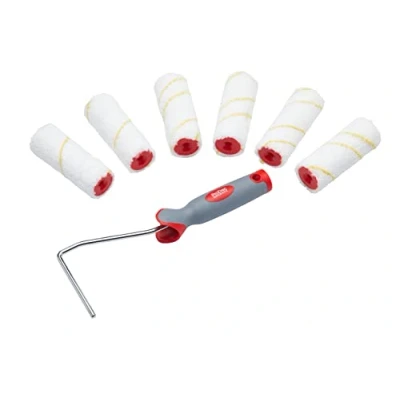 Abbildung von ProDec Advance 7 tlg. 100 mm Mini Rollen, Jumbo Kurzflor Mikrofaser, Rahmen für glattes Finish, Dispersions , Glanz Satinfarbe, Lack, Holzbeize, Innenwände, Fußleisten, Decken, Holz, Metall