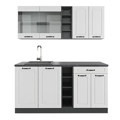 Abbildung von Vicco Singleküche R Line, Weiß Landhaus/Anthrazit, 160 cm ohne Arbeitsplatte