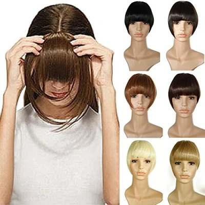 Abbildung von Elailite Clip in Pony Haarteil, 30g 20cm Fringe Bangs Extension Front Hair, Haarverlängerung Haarteile Natürliche Wirkung Dunkelbraun
