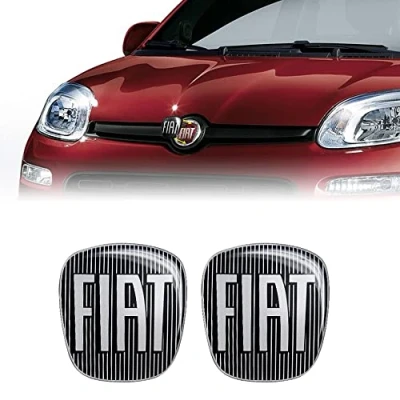 Abbildung von Fiat 14186F 2Pz 3D Aufkleber Logo Panda nach 2012, Schwarz, 2 Stücke Vorne und Hinten, 71 x 65 mm