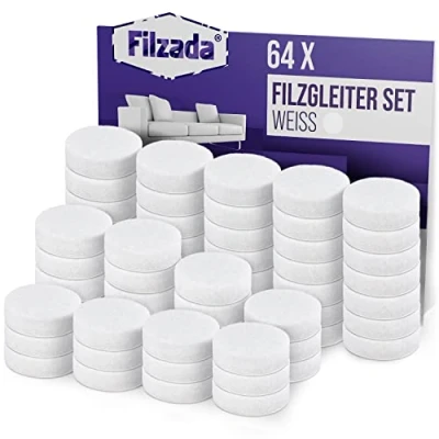 Abbildung von Filzada Filzgleiter 64x Selbstklebend Rund Ø 20mm Möbelgleiter Stuhlgleiter