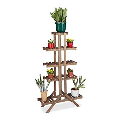 Abbildung von relaxdays Blumenständer Blumentreppe 5 Ebenen, Schokobraun