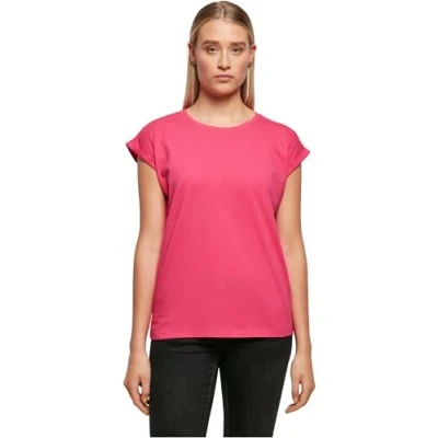 Abbildung von Build Your Brand Damen T Shirt Ladies Extended Shoulder Tee, lang geschnittenes für Frauen, Baumwolle, Hibiskus pink, XXL