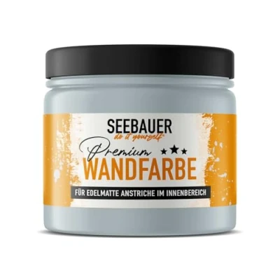Abbildung von SEEBAUER diy Wandfarbe Blau 300ML für Innen (No. 805 Baltic Sea) Edelmatte hellblaue Innenfarbe Blautöne sehr hohe Deckkraft Matt, Abwaschbar und Tropffrei