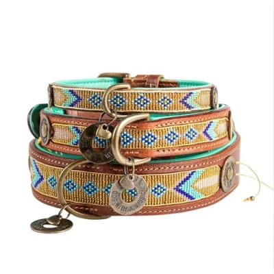 Abbildung von Dwam Halsband Indi Moon Gold&amp;Trkis Hundehalsband 27 33 x 2 cm...