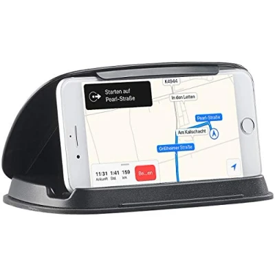 Abbildung von Lescars Handyhalter Kfz: Universal Mobilgeräte Halterung fürs Armaturenbrett, bis 11,5cm Breite (Kfz Smartphone, Navi, Tablet Halter)