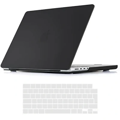 Abbildung von iNeseon Hülle Kompatibel mit 2021 2024 MacBook Pro 14 Zoll M4 M3 M2 M1 Pro/Max A3112 A3185 A3401 A2918 A2992 A2779 A2442, Plastik Hartschale Schutzhülle Case und Tastaturschutz, Schwarz