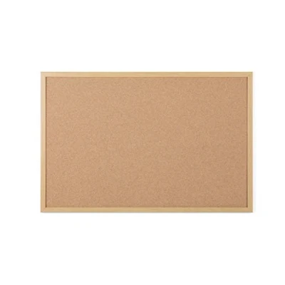 Abbildung von Bi Office Earth Korktafel mit Executive MDF Rahmen, Eichen, Umweltfreundliche Pinnwand Naturkorkschicht, 90 x 60 cm
