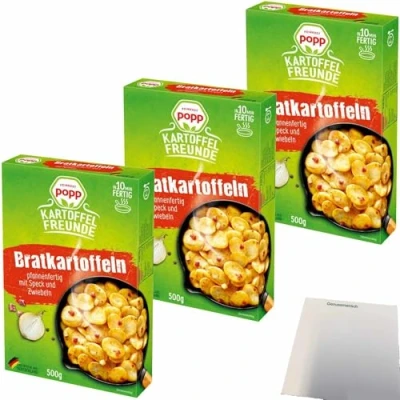 Abbildung von usy Bundle für Popp Bratkartoffeln 3er Pack (3x500g Packung) + Block