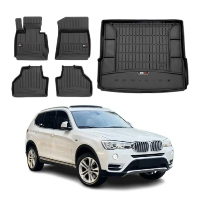 Abbildung von OMAC Fußmatten &amp; Kofferraumwanne Set kompatibel mit BMW X3 F25 2010 2017 Gummi Schwarz 5X