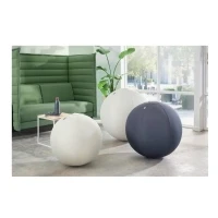 Abbildung von Leitz Ergo Active Sitzball, Ergonomische Alternative zum Bürostuhl, Gymnastikball, 55 cm Durchmesser, Anti Wegroll Funktion, Stoffbezug, Für Büro oder Home Office, Serie, Hellgrau, 65410085