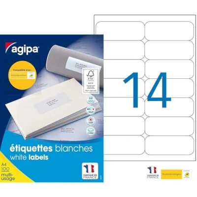 Abbildung von agipa 118986 Universal Etiketten, 99,1 x 38,1 mm, weiß