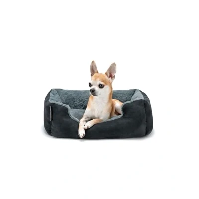 Abbildung von lionto Tierkissen Hundebett mit Wendekissen &amp; Veloursbezug, Wendekissen, grau/schwarz, 50 cm x 37