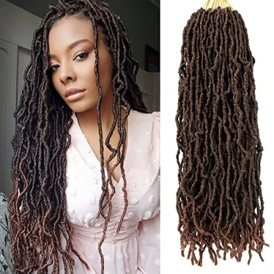 Abbildung von Nu Locs Kunsthaar, Häkelhaar, gewellt, kurze Locs, Häkelzöpfe, Dreadlocks, 61 cm, 20 Wurzeln/Packung, #T1B/30, 1 Packung