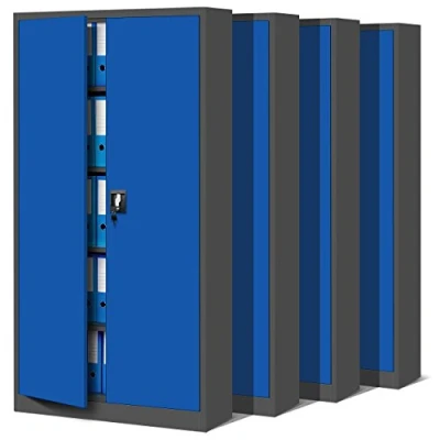 Abbildung von Jan Nowak 4er Set Aktenschrank C001 Metallschrank Stahlschrank Werkzeugschrank Büroschrank Lagerschrank Universalschrank Pulverbeschichtung Flügeltüren 185 cm x 90 40 (anthrazit/blau)