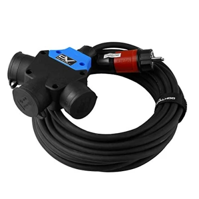 Abbildung von Verlängerungskabel 10m mit SCHUKO 3 Wege Kupplung 3x230V Doktorvolt® 9207