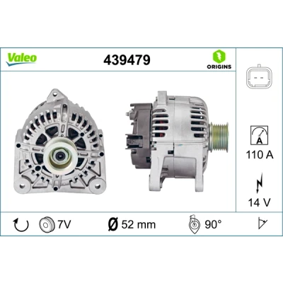 Abbildung von VALEO 439479 Lichtmaschine 14V 110A RENAULT: MEGANE 2 Coupe Cabriolet, LAGUNA Grandtour, SCENIC