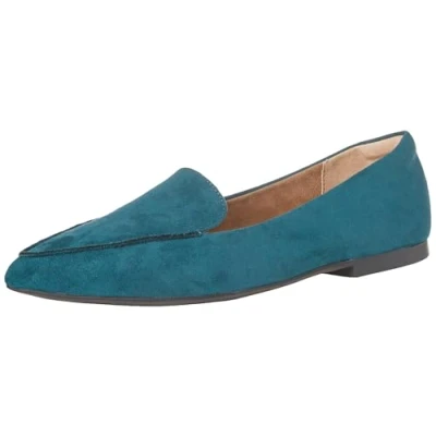 Abbildung von Amazon Essentials Damen Flacher Loafer, Dunkles Türkis Mikro Wildleder, 42 EU Weit