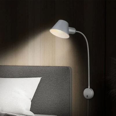 Abbildung von BRILONER Leuchten Bettleuchte flexibel, Bettlampe verstellbar, Kippschalter, 1x E27 Fassung max. 10 Watt, inkl. Kabel, Chrom Matt, 55 cm