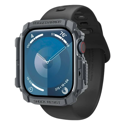 Abbildung von Spigen Rugged Armor Hülle Kompatibel mit Apple Watch 10 46mm (2024) Dunkelgrau