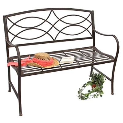 Abbildung von DanDiBo Gartenbank Metall Braun Wetterfest 109 cm Sitzbank 111185 2 Sitzer Bank Eisenbank Baumbank Parkbank