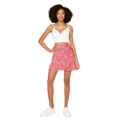 Abbildung von TRENDYOL Damen Schwungrad Gestrickter Rock. Skirt, Rot, M EU