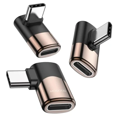 Abbildung von MOGOOD USB C Winkel Adapter 90 Grad, Drei in einem Grad 40Gbps 100W 8K 60Hz 3 Stück, Thunderbolt Extension Connector für iPhone 15 Team Deck Switch Notebook Tablet und Handy Zubehör