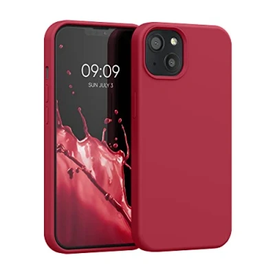 Abbildung von kwmobile Hülle kompatibel mit Apple iPhone 13 Silikon Handy Case Handyhülle weiche Oberfläche kabelloses Laden Klassisch Rot