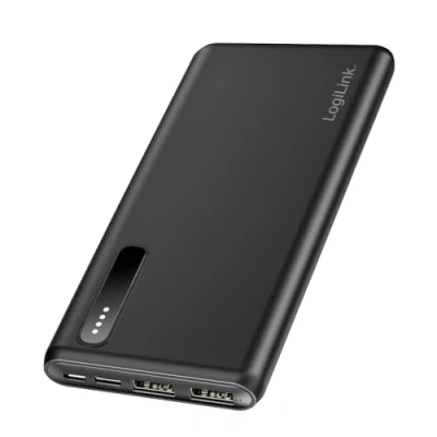 Abbildung von Powerbank 8000 mAh, 2X USB (Typ A) inkl. 2 in 1 Kabel, Farbe: Schwarz