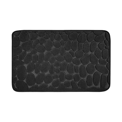 Abbildung von WohnDirect Badezimmerteppich mit Memory Foam Rutschfester Badteppich Badematte waschbar &amp; schnelltrocknend auch ideal als Duschvorleger Badvorleger 50 x 80 cm Schwarz
