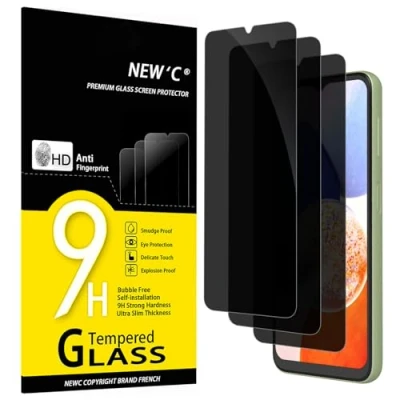 Abbildung von NEW&#039;C 3 Stück, Sichtschutz Panzer Schutz Glas für Samsung Galaxy A14 5G / 4G, M14 5G, Ausgewogener 35 Grad schutzwinkel mit Augenschutz, Ultra Haltbare 9H Härte, Blasenfrei
