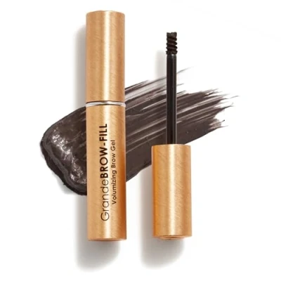 Abbildung von Grande Cosmetics GrandeBROW FILL Volumizing Brow Gel, getönte oder klare Augenbrauen Mascara, weicher, flexibler Halt, wasserfest, Ebony